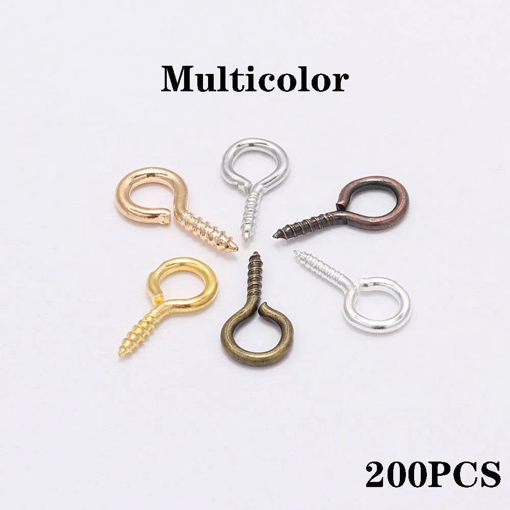 100-200pcs/lot Small Tiny Eye Pins Eyepins Hooks Eyelets Screw Threaded Clasps Hooks Supplies For Jewelry Findings Wholesale