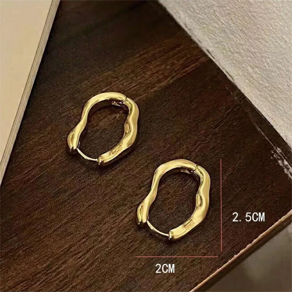 Minimalist Wavy Earrings! Gold and Silver Two-Color Stereo Line Design, Fashionable and Versatile, Suitable for Daily Work Clothing