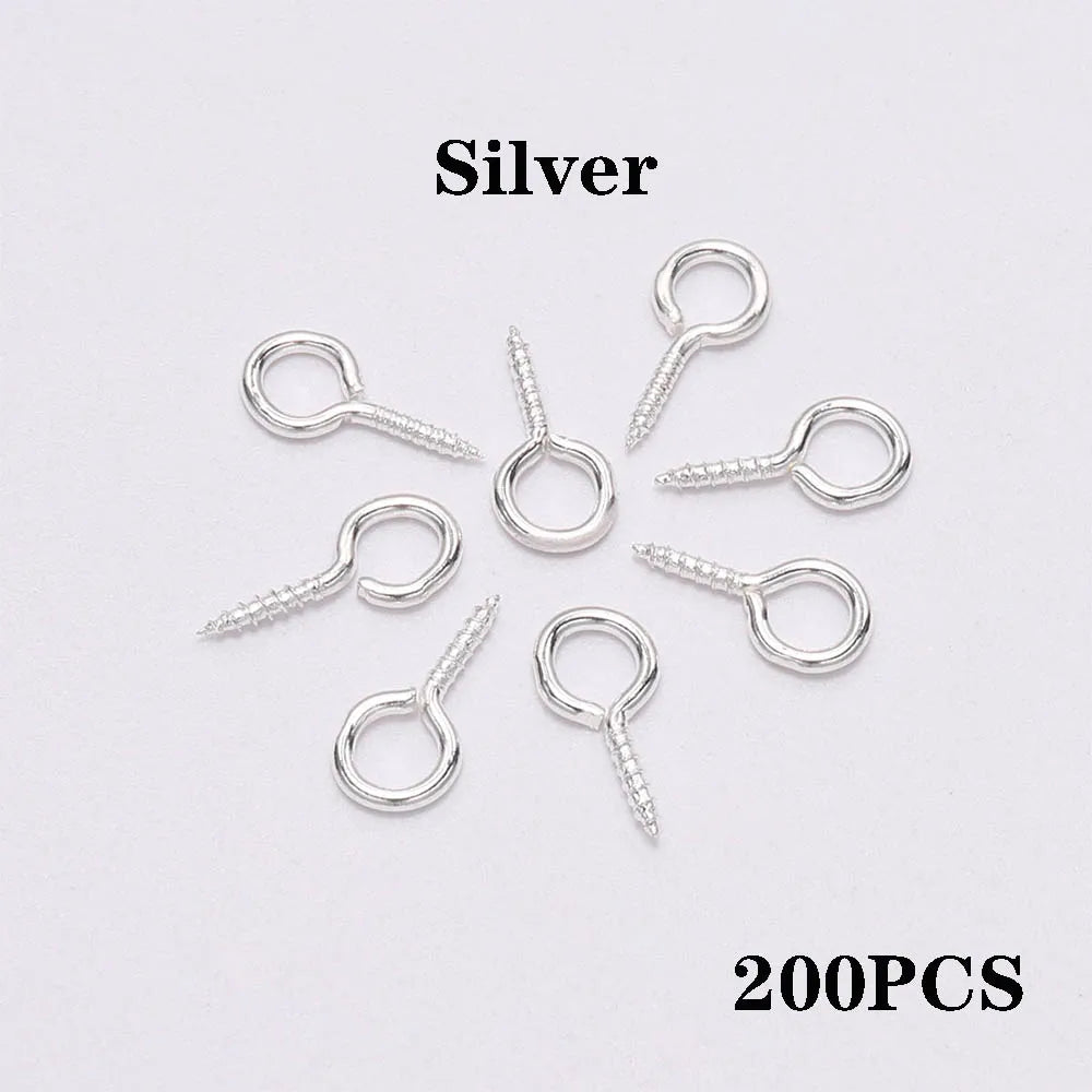 100-200pcs/lot Small Tiny Eye Pins Eyepins Hooks Eyelets Screw Threaded Clasps Hooks Supplies For Jewelry Findings Wholesale