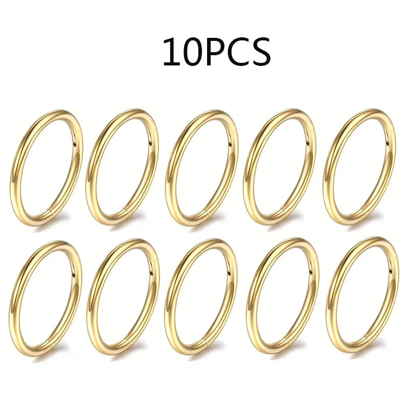 5/10Pcs 16G Nose Ring Hoop Stainless Steel Hinged Nose Rings Septum Clicker Tragus Helix Cartilage Daith Rook Earring Piercing