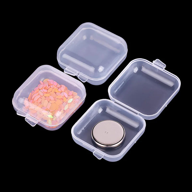 5-50pcs Plastic Storage Box Mini PP Square Box Jewelry Fishhook Component Single-compartment Covered Transparent Storage Box
