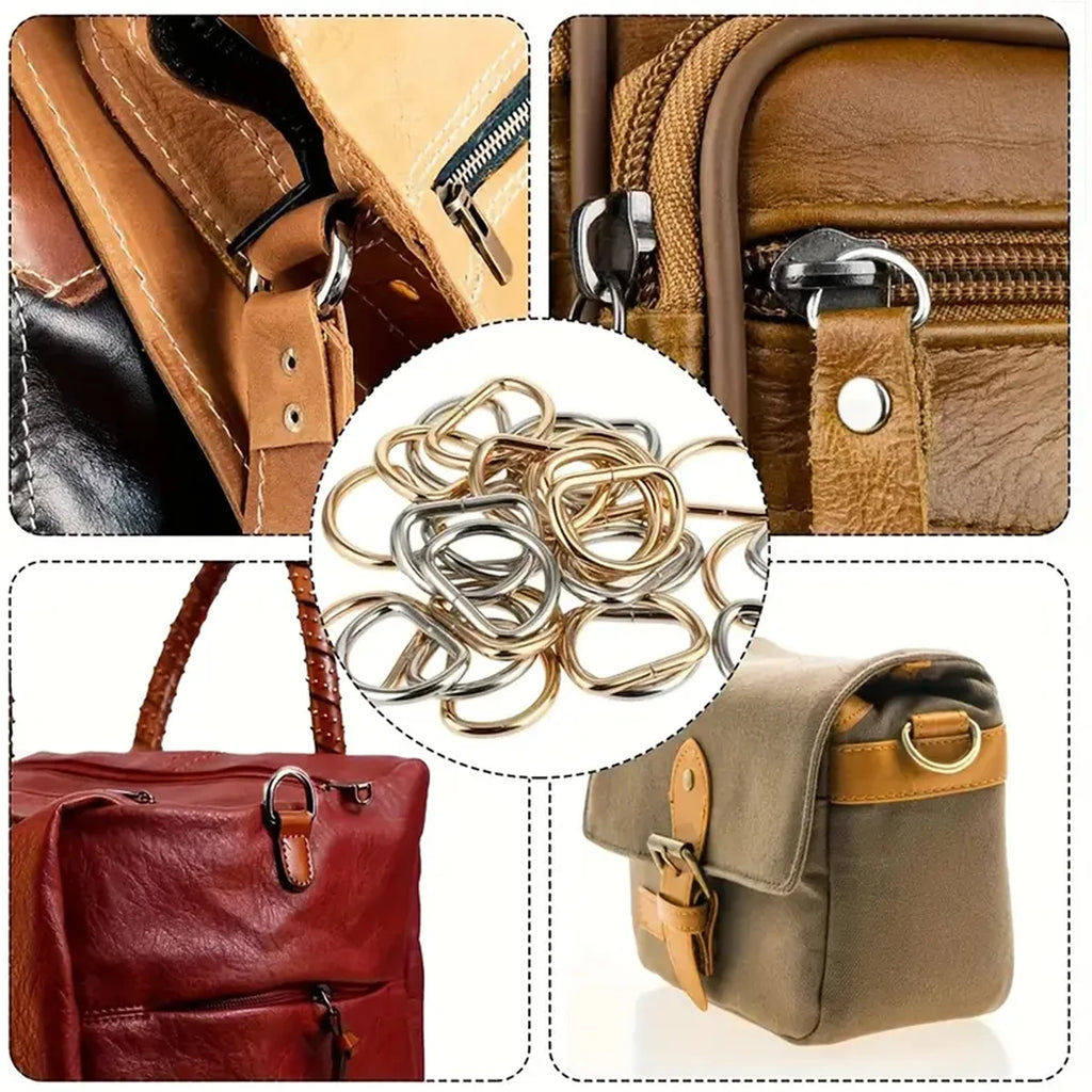 30/60/100Pcs D-ring buckle stainless steel semi-circular D-ring adjustable hardware bag belt process DIY accessories