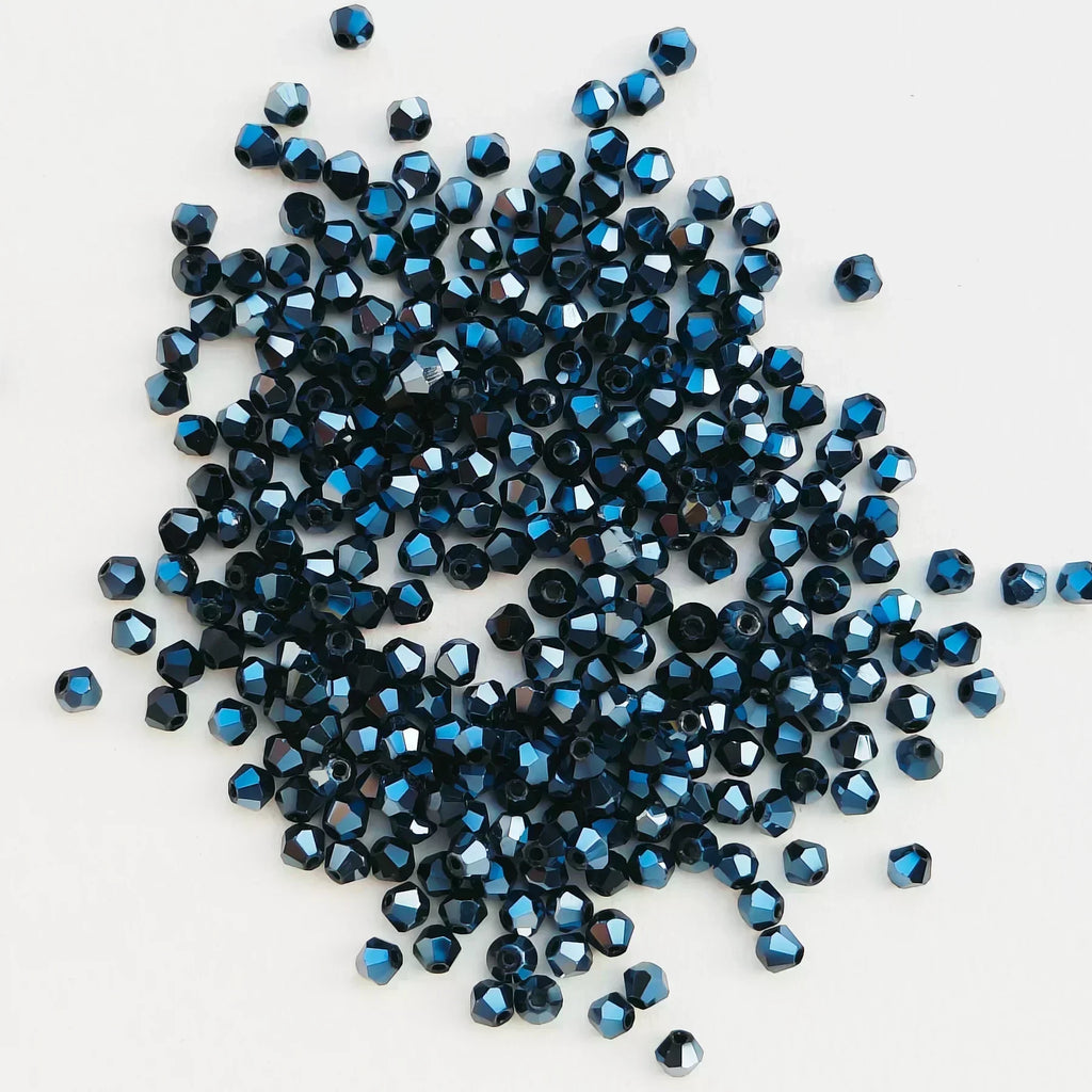 100PCS 4MM Shiny Faceted Austria Crystal Beads Bicone Beads Loose Spacer Beads for Jewelry Making DIY Bracelet Necklace Pendant