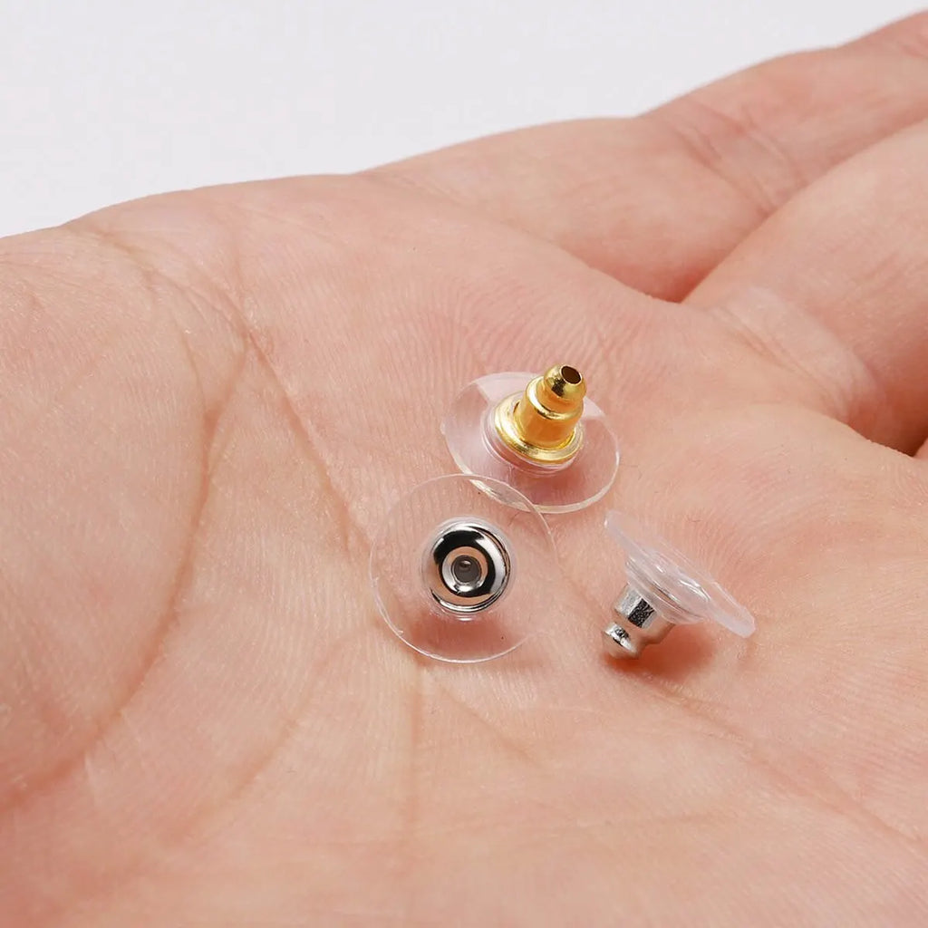 100Pcs Rubber Earring Backs Post Nuts Silicon Steel Earnuts Stud Earring Back for DIY Jewelry Making Accessories