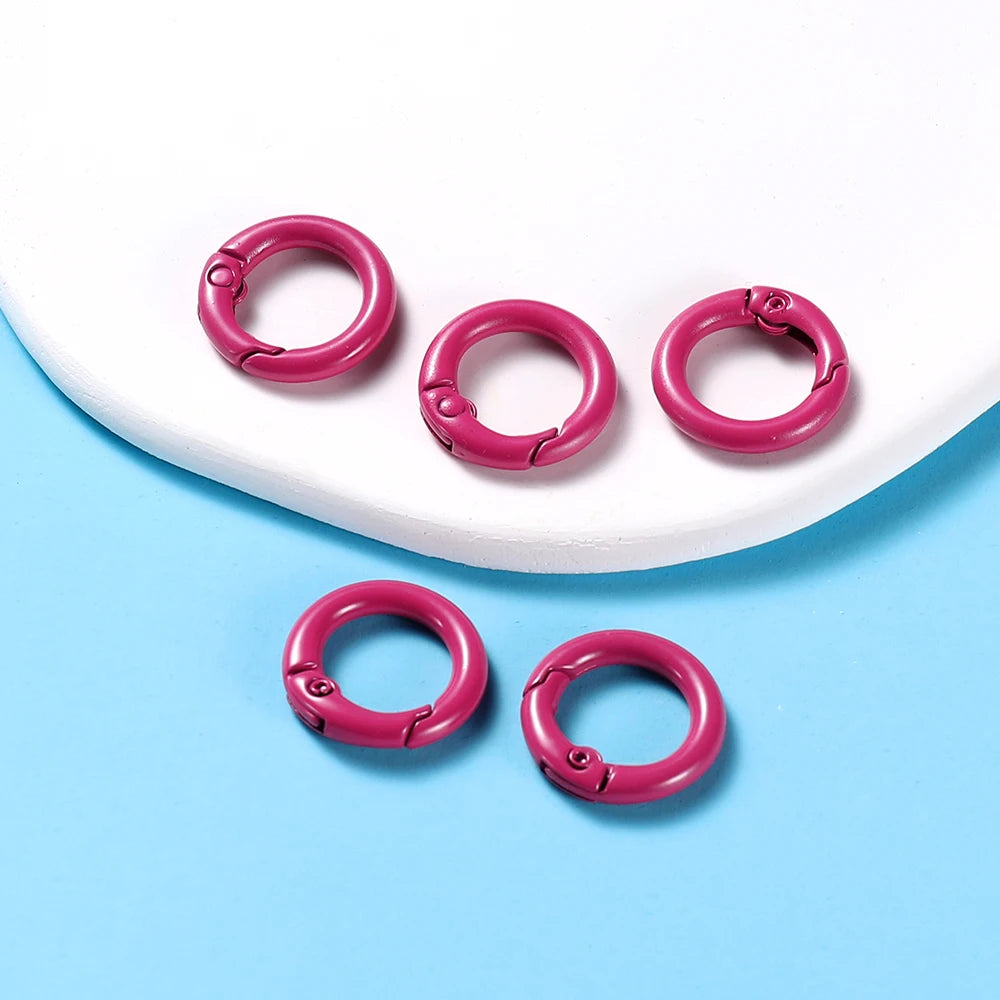 5Pcs/Lot 21 Colors Metal O Ring Spring Clasp Openable Round Carabiner Keychain Clips Hook Dog Chain DIY Jewelry Buckle Connector
