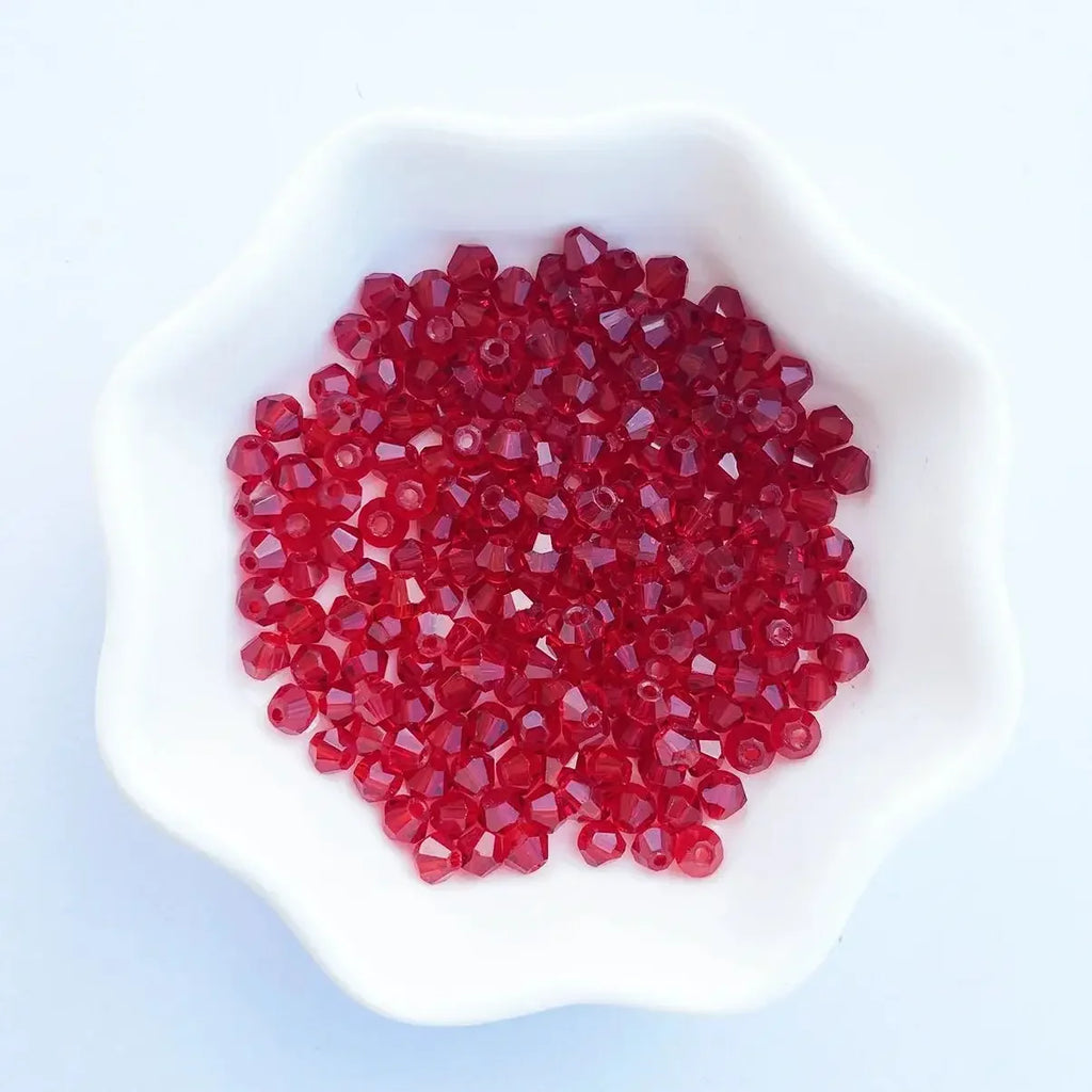 100PCS 4MM Shiny Faceted Austria Crystal Beads Bicone Beads Loose Spacer Beads for Jewelry Making DIY Bracelet Necklace Pendant