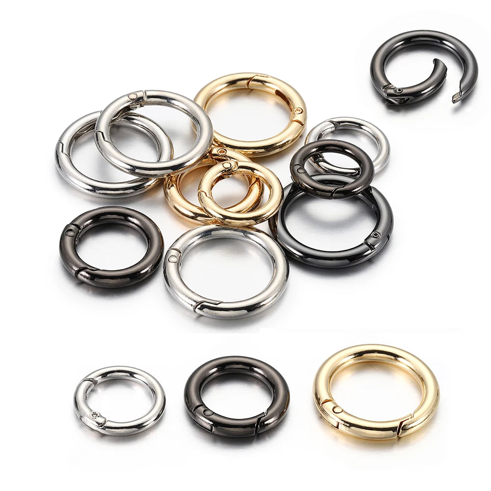5pcs Round Spring Clasp Keychain Ring Openable Carabiner Hook Buckle Connector for DIY Jewelry Making Phone Bag Accessories