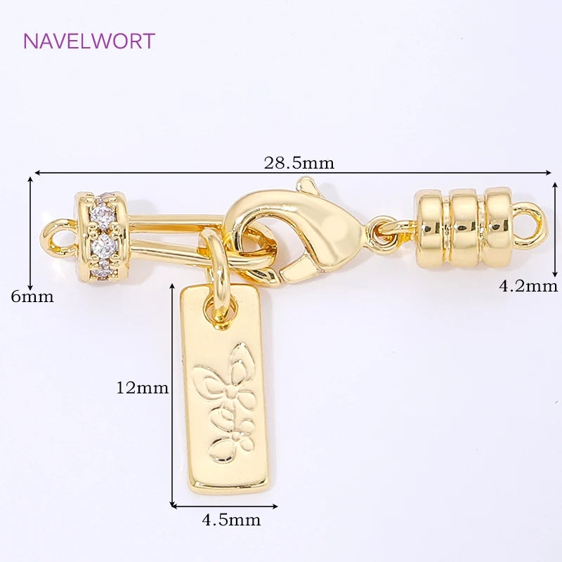 18K Gold Plated Brass Jewelry Clasps For Bracelets Making,With Zircon Connector Clasp,Locks For Jewelry,DIY Necklace Accessories