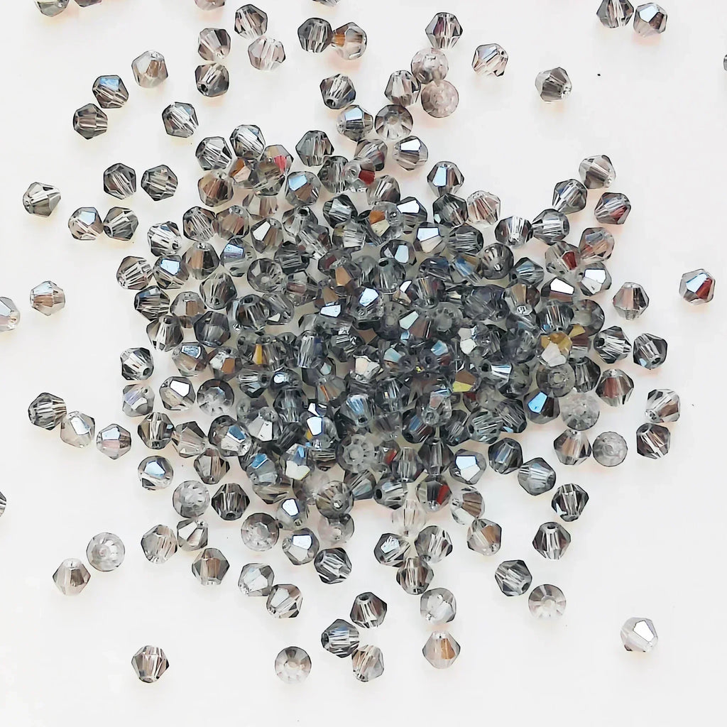 100PCS 4MM Shiny Faceted Austria Crystal Beads Bicone Beads Loose Spacer Beads for Jewelry Making DIY Bracelet Necklace Pendant