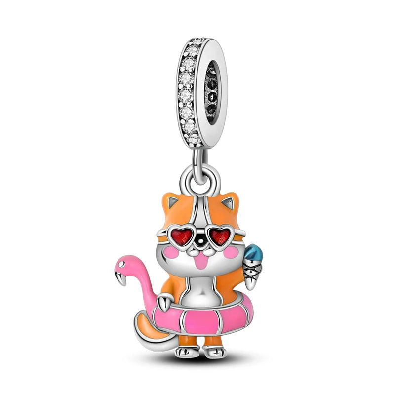 Silver Plated Cute Animals Charms Pendant Lovely Penguin Avocado Dangle Charm Beads Fit Bangle Bracelet Necklace Women Jewelry