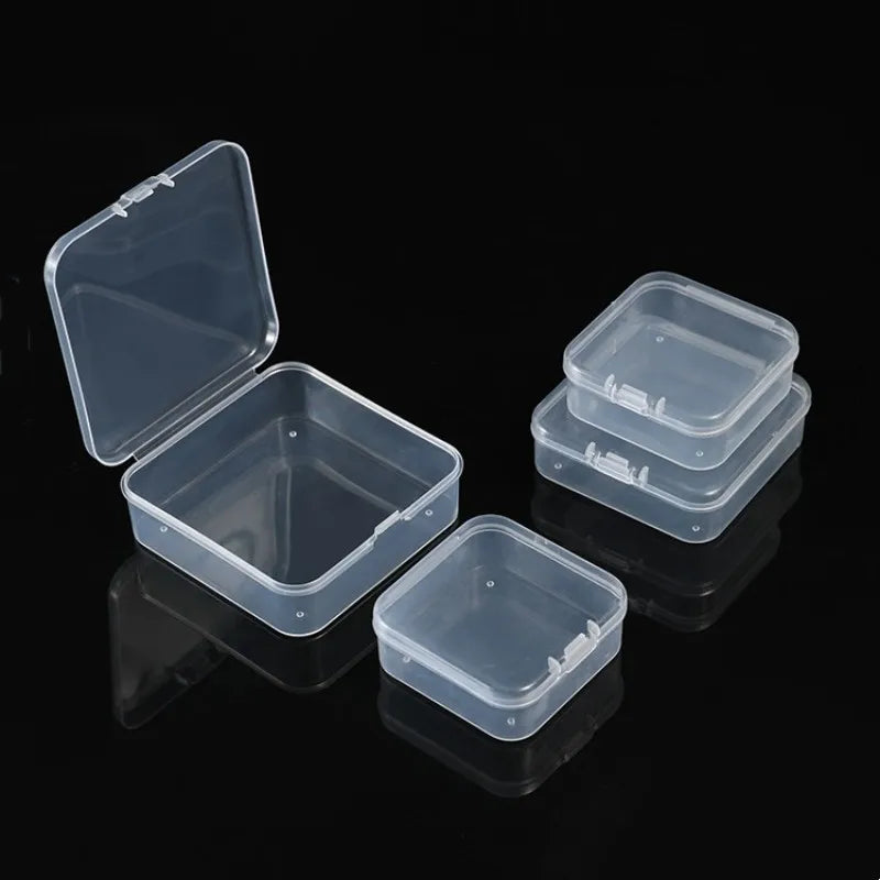 5-50pcs Plastic Storage Box Mini PP Square Box Jewelry Fishhook Component Single-compartment Covered Transparent Storage Box