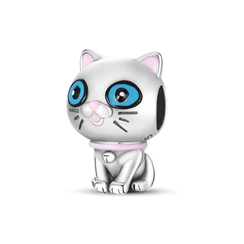 New 925 Sterling Silver Charm Beads Dog Cat Pets Pendant Fit Original Bracelet Necklace DIY Charm Jewelry Making
