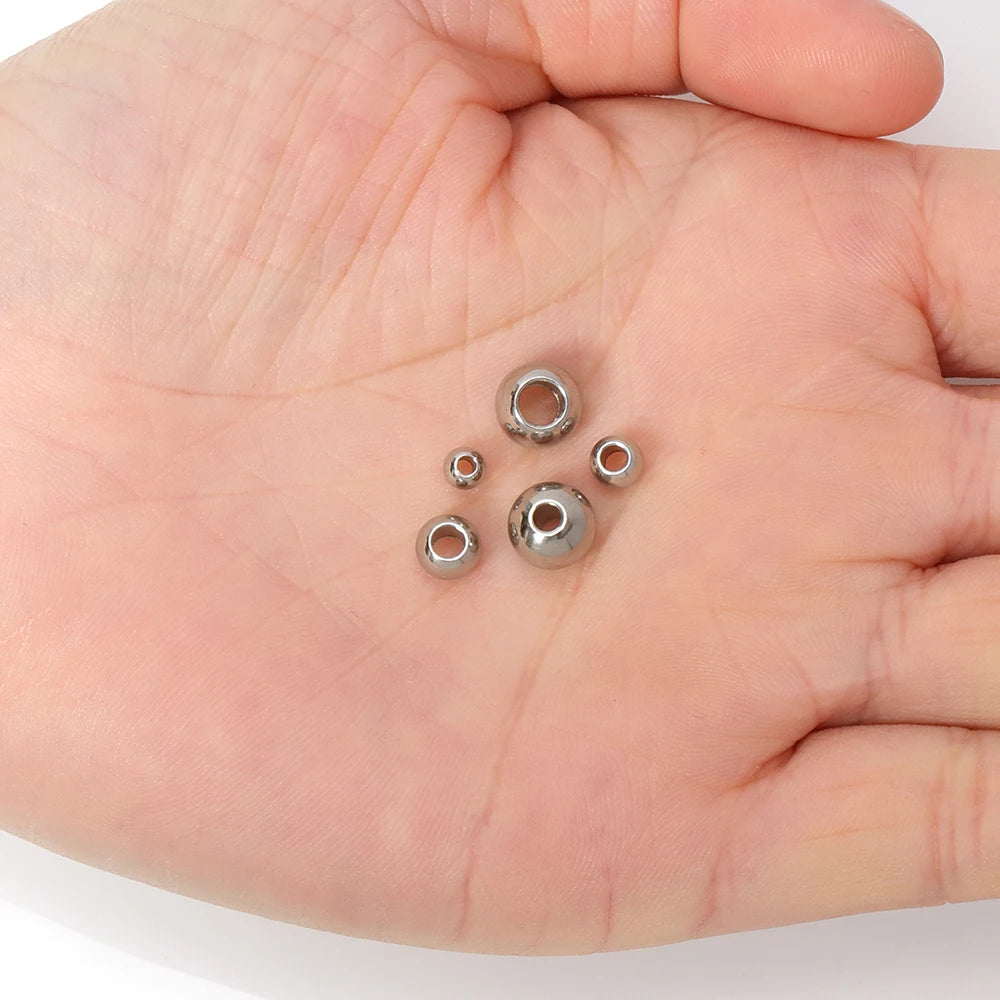 100pcs Gold Color Stainless Steel Spacer Beads Charms Loose Beads