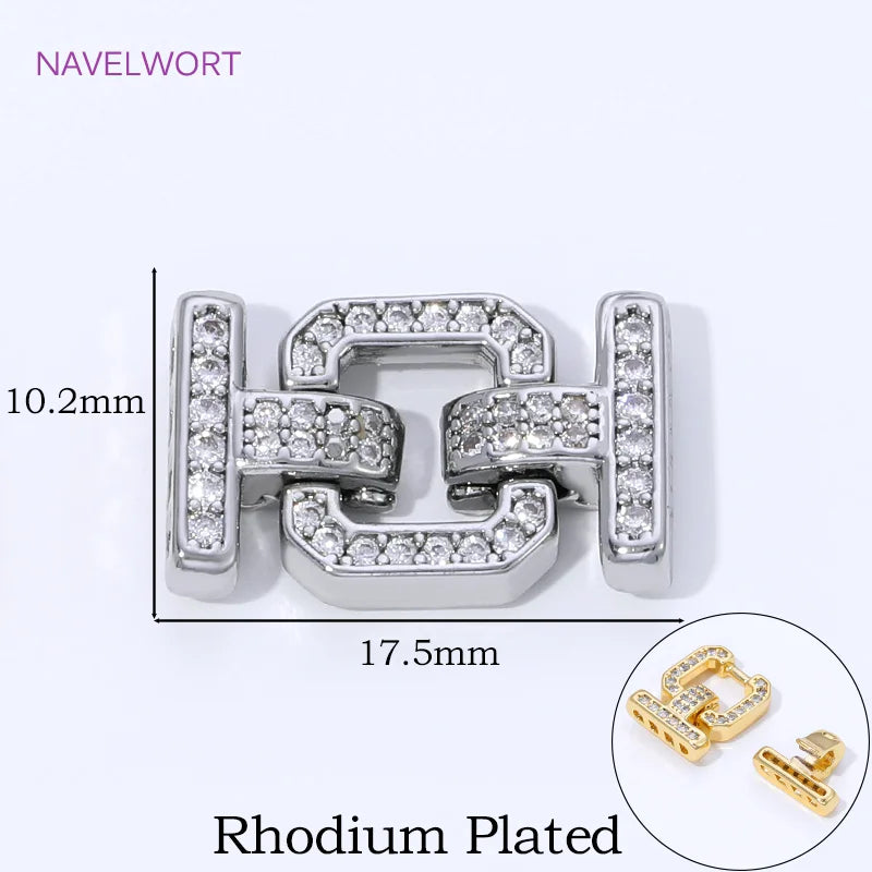 18K Gold Plated Brass Jewelry Clasps For Bracelets Making,With Zircon Connector Clasp,Locks For Jewelry,DIY Necklace Accessories