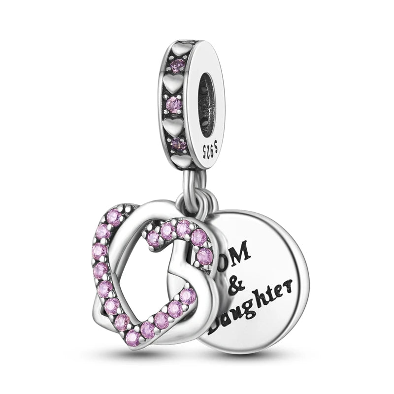 Charms Beads 925 Sterling Silver Tree of Life Peach Heart Sweet Love Charms Fit Pendants Bracelets Necklaces Women Jewelry Gift