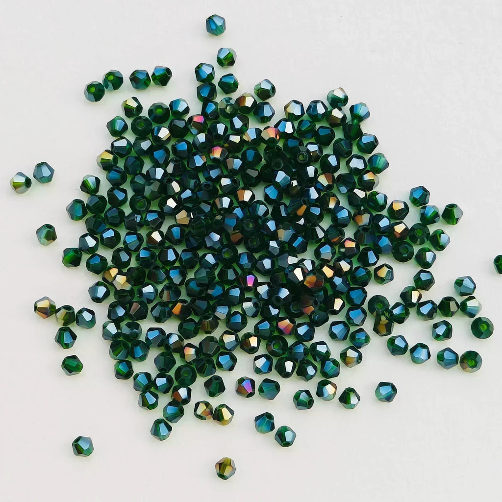 100PCS 4MM Shiny Faceted Austria Crystal Beads Bicone Beads Loose Spacer Beads for Jewelry Making DIY Bracelet Necklace Pendant