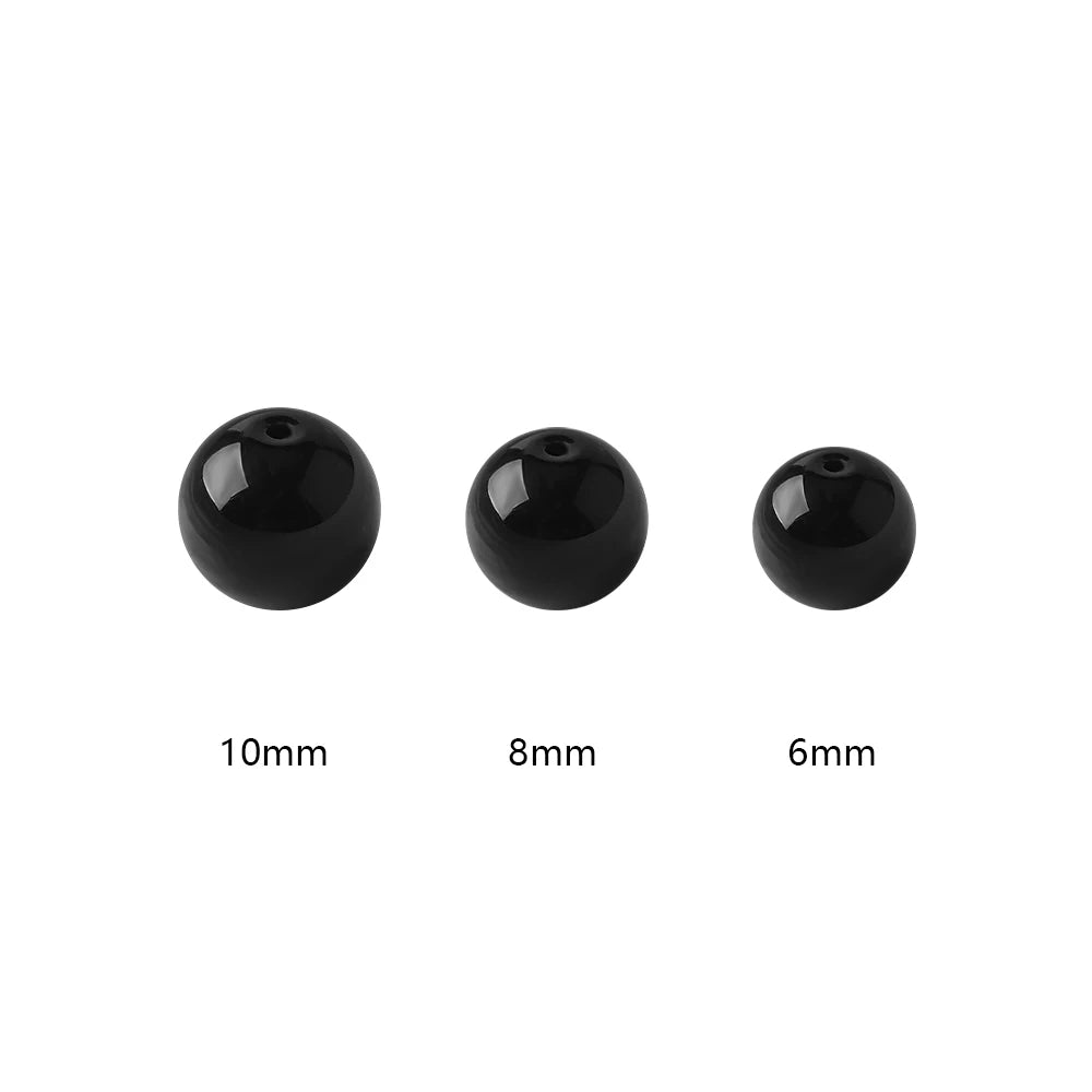 4 6 8 10mm Natural Stone Black Obsidian Bead Polished Round Loose Spacer Bead For Jewelry Making Diy Necklace Bracelet Accessory