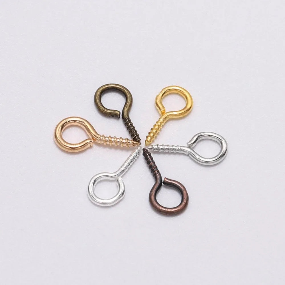 100-200pcs/lot Small Tiny Eye Pins Eyepins Hooks Eyelets Screw Threaded Clasps Hooks Supplies For Jewelry Findings Wholesale