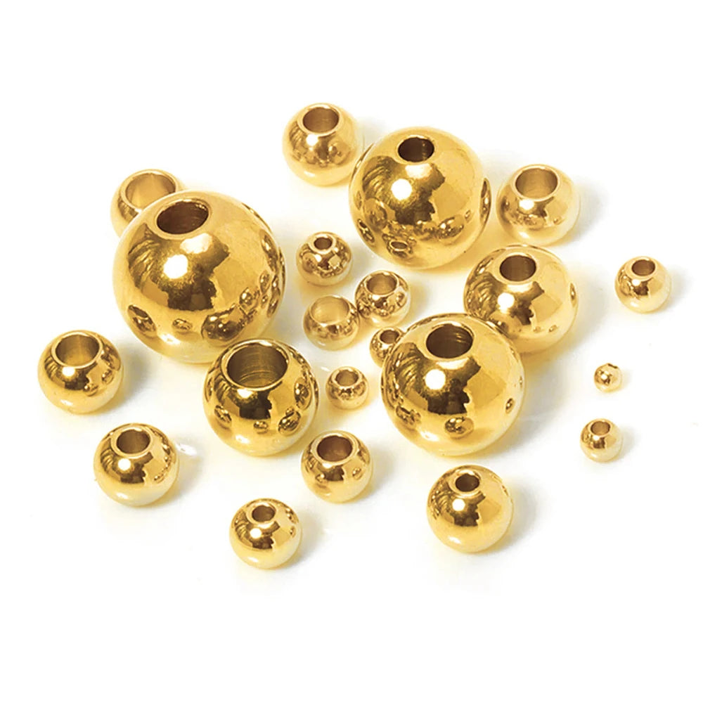 100pcs Gold Color Stainless Steel Spacer Beads Charms Loose Beads