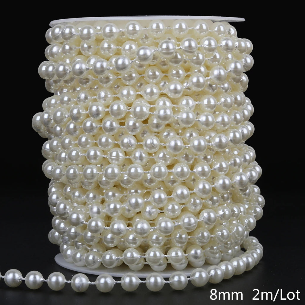 3/4/5/6/8/10mm ABS pearl chain double row connecting bead wedding dress bead chain half round bead chain DIY jewelry accessories