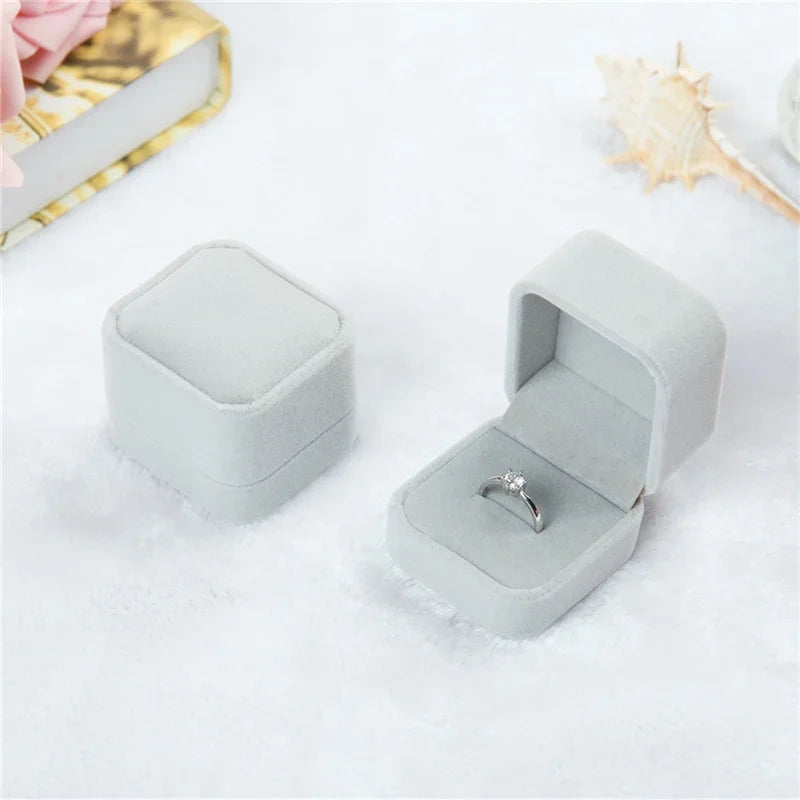 Rounded Flannelette Ring Box Flocking Jewelry Box Ring Stud Badge Storage Box Ring Jewelry Organizer Organizador De Joyas