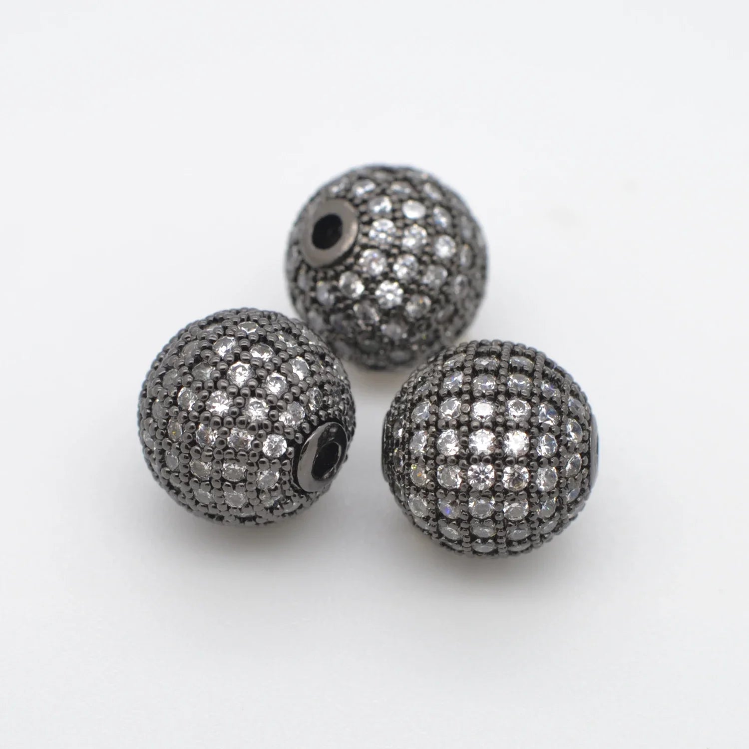 Beads for Jewelry Making Gold Silver Color Accessories Paved Zircon Spacer Bead String Beaded Diy Necklace Bracelet Chain Charms