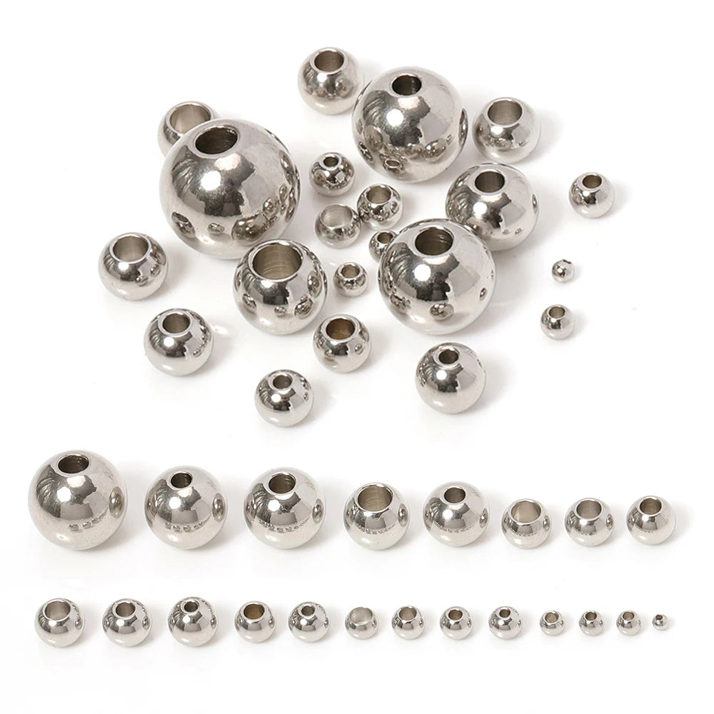 100pcs Gold Color Stainless Steel Spacer Beads Charms Loose Beads