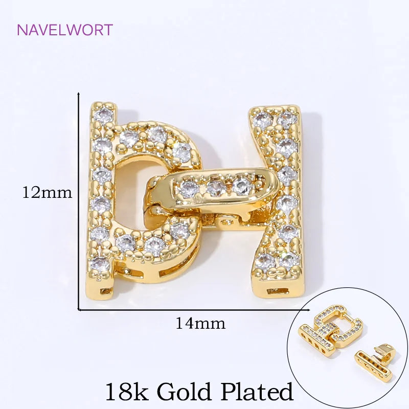 18K Gold Plated Brass Jewelry Clasps For Bracelets Making,With Zircon Connector Clasp,Locks For Jewelry,DIY Necklace Accessories