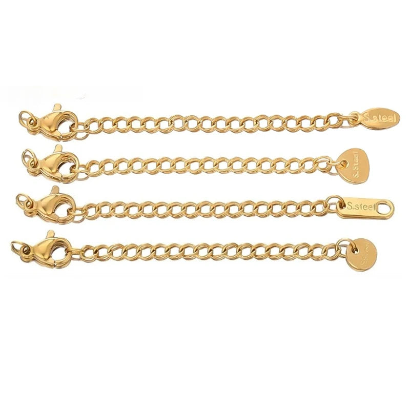 Stainless Steel Extension Chains with Extended Tail Lobster Clasps for DIY Jewelry Making Bracelet & Necklace Connectors