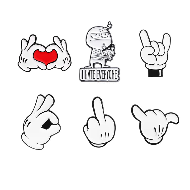 6-23Pcs/Set Humor Comedy Anime Movie Collected Enamel Pins Cartoon Role Red Eared Rabbit Cat Dog Brooch Lapel Badge Jewelry Gift