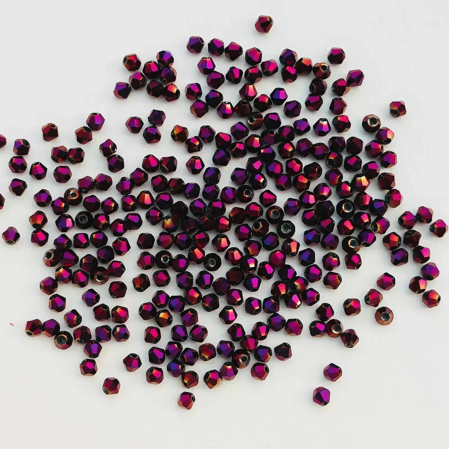 100PCS 4MM Shiny Faceted Austria Crystal Beads Bicone Beads Loose Spacer Beads for Jewelry Making DIY Bracelet Necklace Pendant