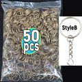 50/100pcs Stainless Steel Metal Blank Keyring Keychain Split Rings DIY Keyfob Keys Ring Lobster Clasp Key Pendant Chains Buckles