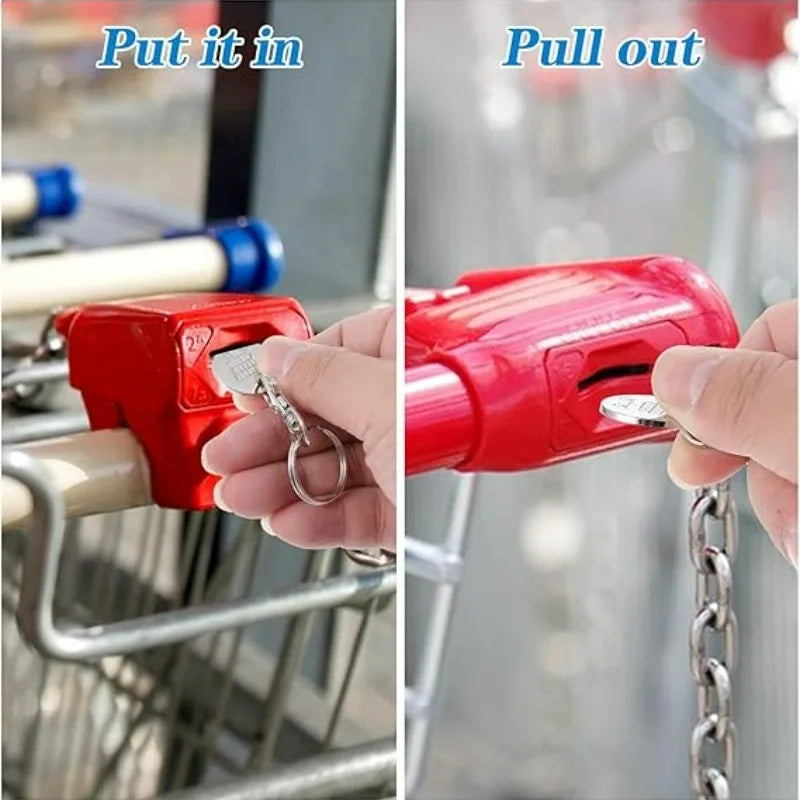 1/6Pcs Trolley Tokens Keychains Universal Small Metal Stainless Steel Portable Shopping Cart Tokens Key Ring Ornament Decoration