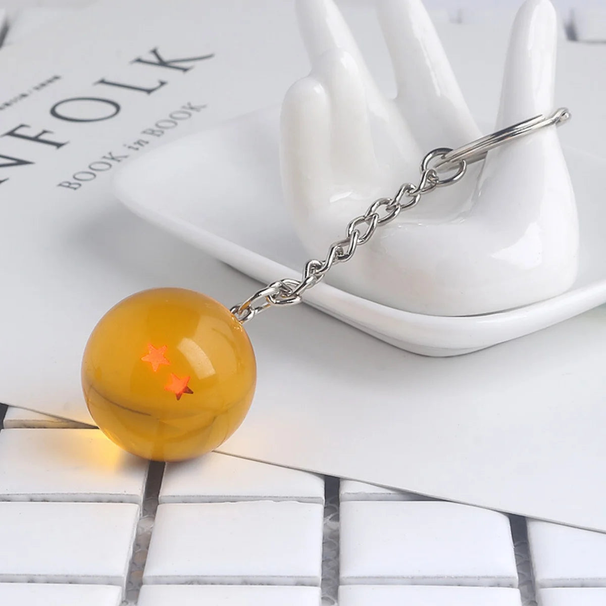 Wholesale Dragon Series 1-7 Stars Balls Keychain Gokus Bead Pendant Metal Key Ring Men Car Women Bag Accessories