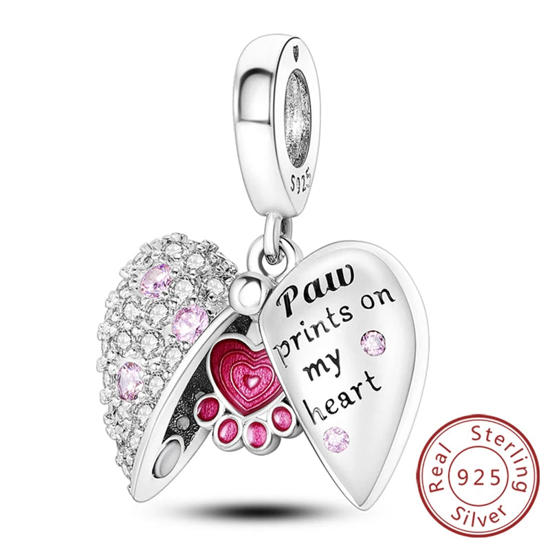 New 925 Sterling Silver Charm Beads Dog Cat Pets Pendant Fit Original Bracelet Necklace DIY Charm Jewelry Making