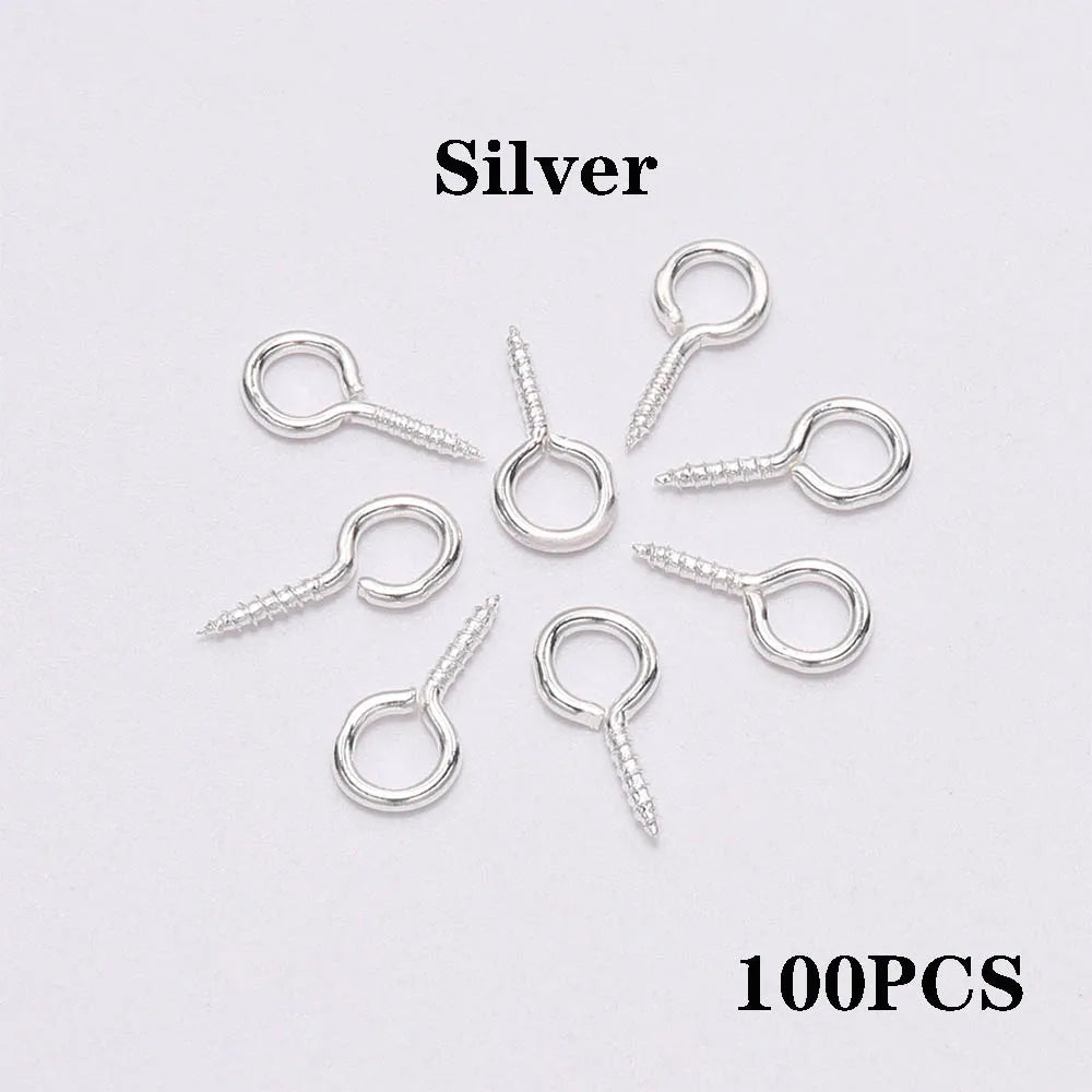 100-200pcs/lot Small Tiny Eye Pins Eyepins Hooks Eyelets Screw Threaded Clasps Hooks Supplies For Jewelry Findings Wholesale