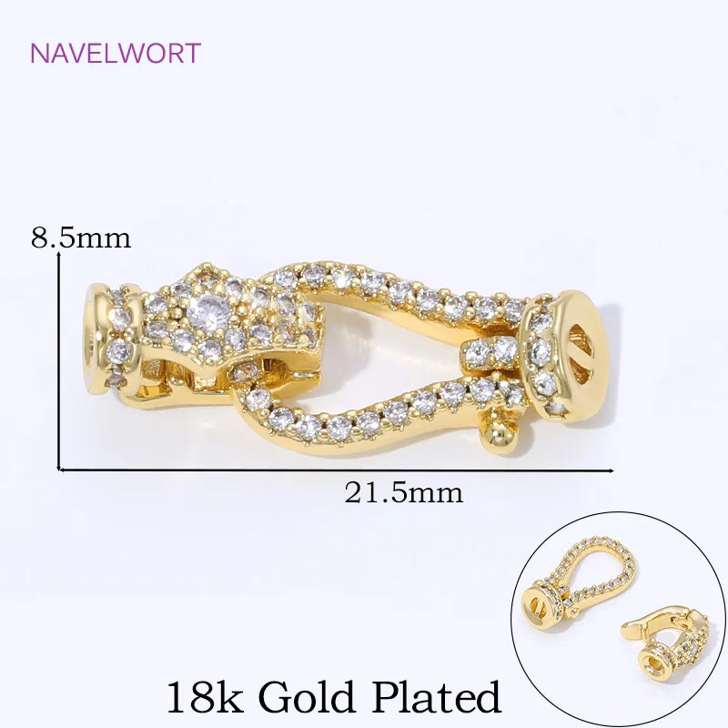 18K Gold Plated Brass Jewelry Clasps For Bracelets Making,With Zircon Connector Clasp,Locks For Jewelry,DIY Necklace Accessories