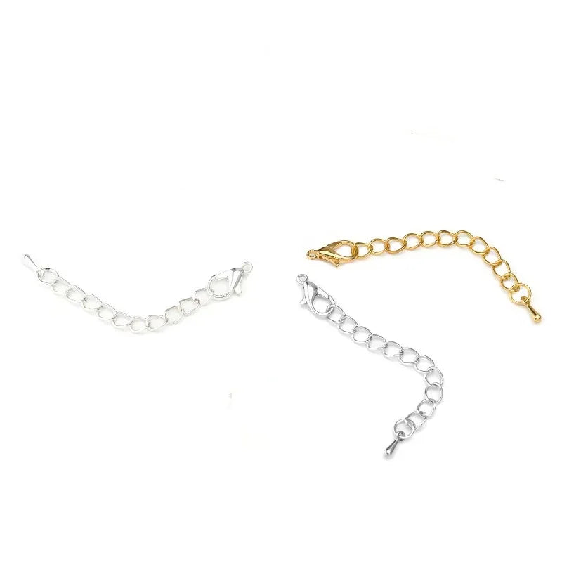 10pcs/lot 50mm Extended Extension Tail Chain Lobster Clasps Connector For DIY Bracelet Necklace Jewelry Making Findings