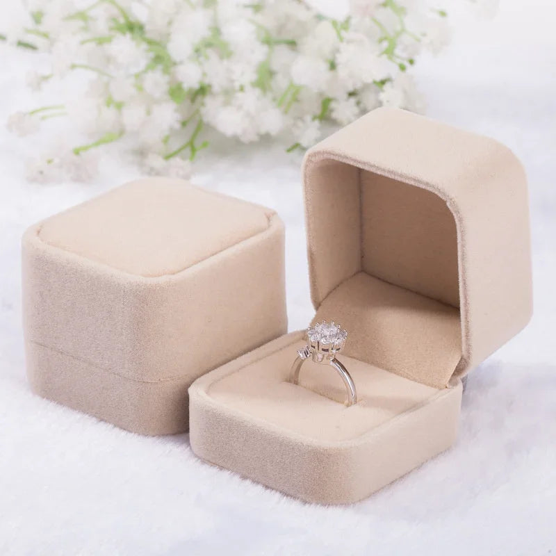 Rounded Flannelette Ring Box Flocking Jewelry Box Ring Stud Badge Storage Box Ring Jewelry Organizer Organizador De Joyas