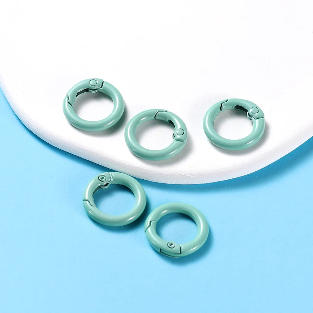 5Pcs/Lot 21 Colors Metal O Ring Spring Clasp Openable Round Carabiner Keychain Clips Hook Dog Chain DIY Jewelry Buckle Connector
