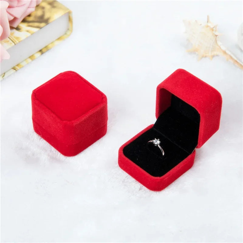 Rounded Flannelette Ring Box Flocking Jewelry Box Ring Stud Badge Storage Box Ring Jewelry Organizer Organizador De Joyas