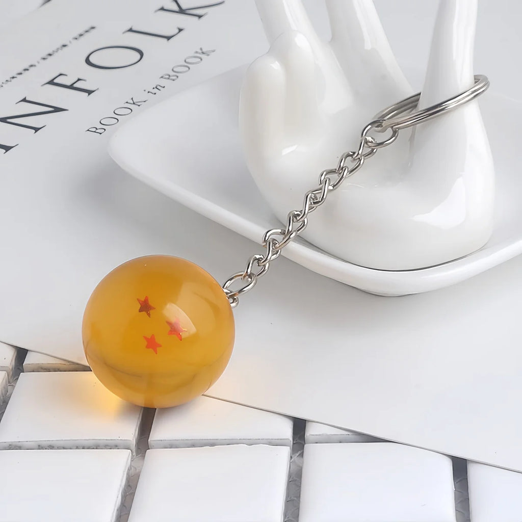 Wholesale Dragon Series 1-7 Stars Balls Keychain Gokus Bead Pendant Metal Key Ring Men Car Women Bag Accessories