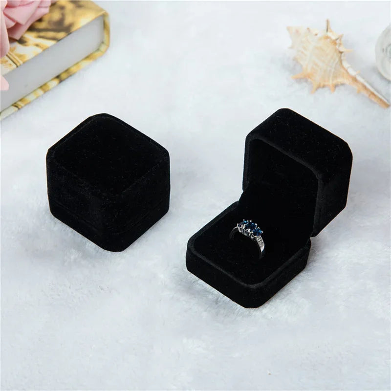 Rounded Flannelette Ring Box Flocking Jewelry Box Ring Stud Badge Storage Box Ring Jewelry Organizer Organizador De Joyas