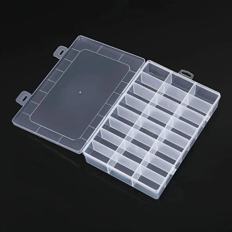 24-Grid Transparent Storage Boxes - Multi-Purpose Organizer for Hardware Buttons, Fishing Gear, Jewelry, Accessories & Stationer