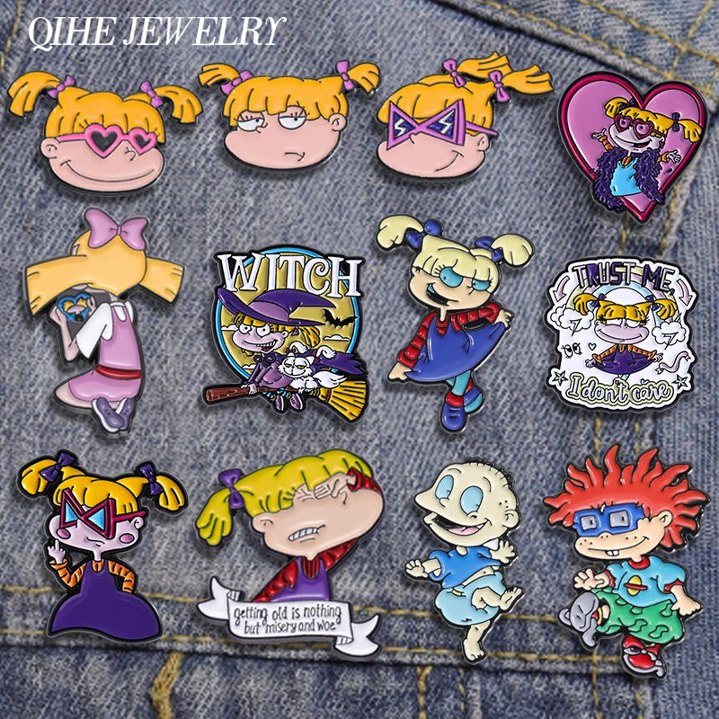 6-23Pcs/Set Humor Comedy Anime Movie Collected Enamel Pins Cartoon Role Red Eared Rabbit Cat Dog Brooch Lapel Badge Jewelry Gift