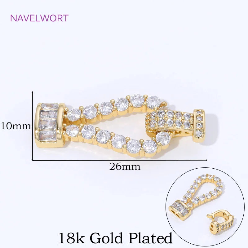18K Gold Plated Brass Jewelry Clasps For Bracelets Making,With Zircon Connector Clasp,Locks For Jewelry,DIY Necklace Accessories