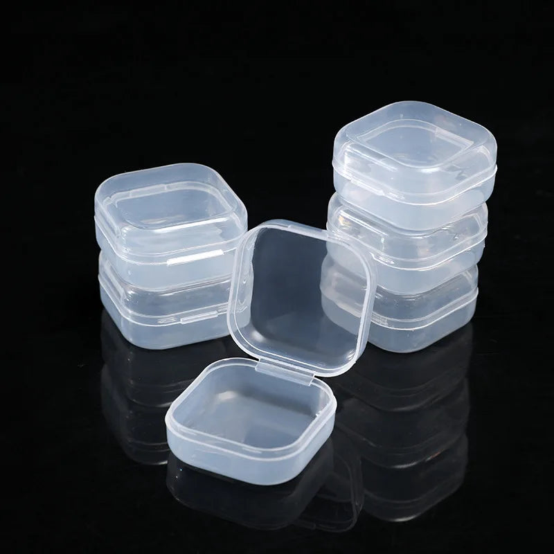 5-50pcs Plastic Storage Box Mini PP Square Box Jewelry Fishhook Component Single-compartment Covered Transparent Storage Box