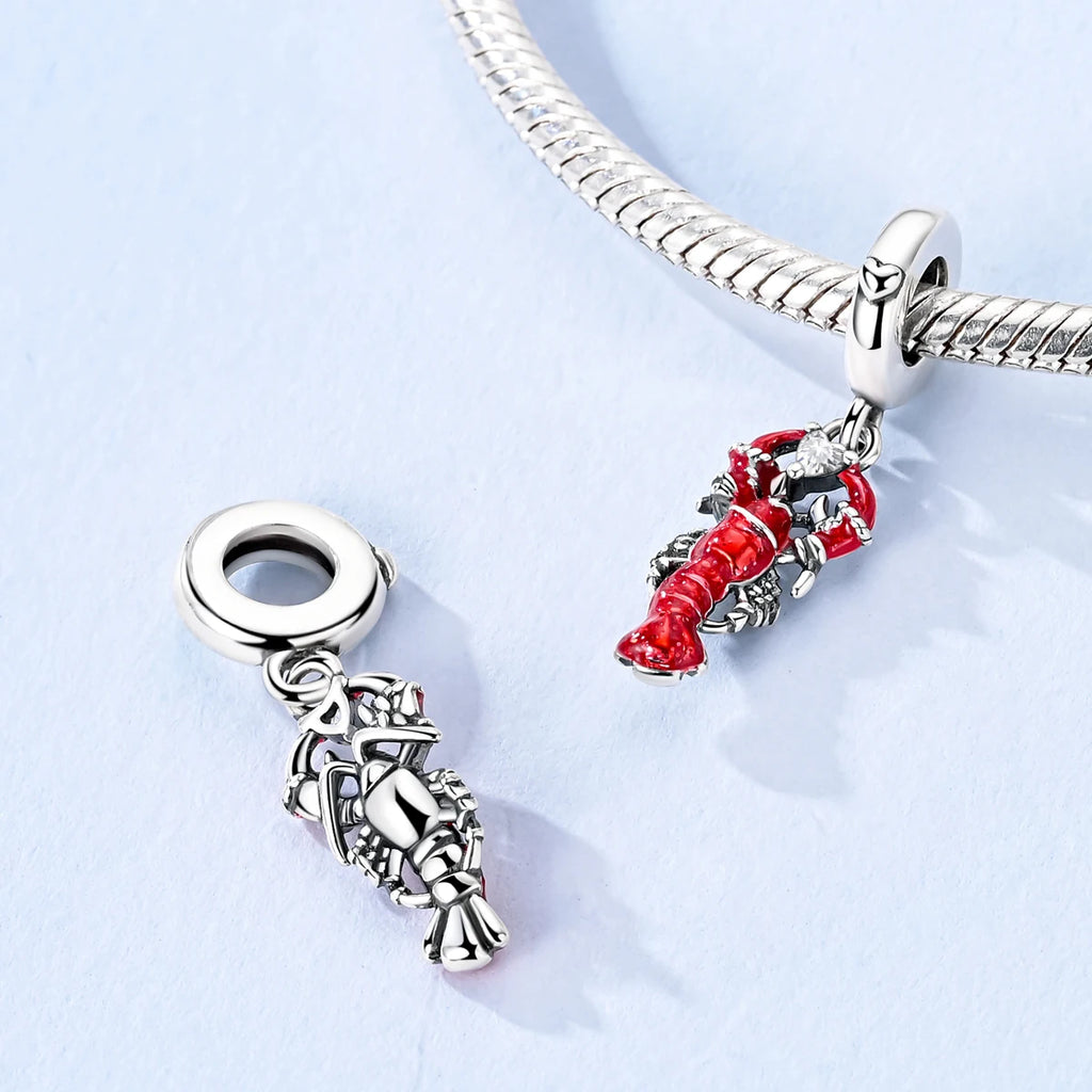 Original 925 Sterling Silver Red Charm Beads Red Wine Chili Dumbbell Pendant For Women Fit DIY Bracelet Birthday Jewelry Gift