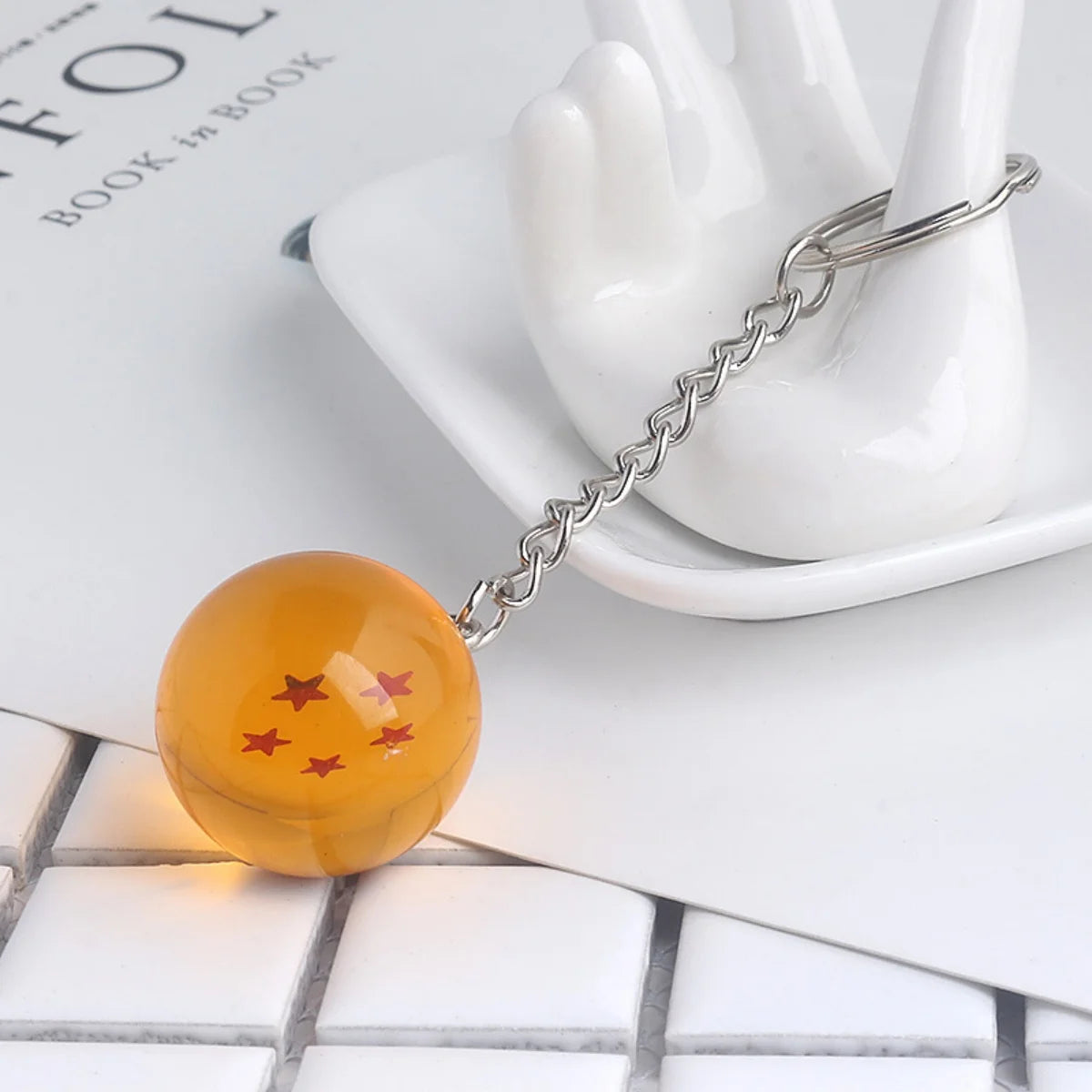 Wholesale Dragon Series 1-7 Stars Balls Keychain Gokus Bead Pendant Metal Key Ring Men Car Women Bag Accessories