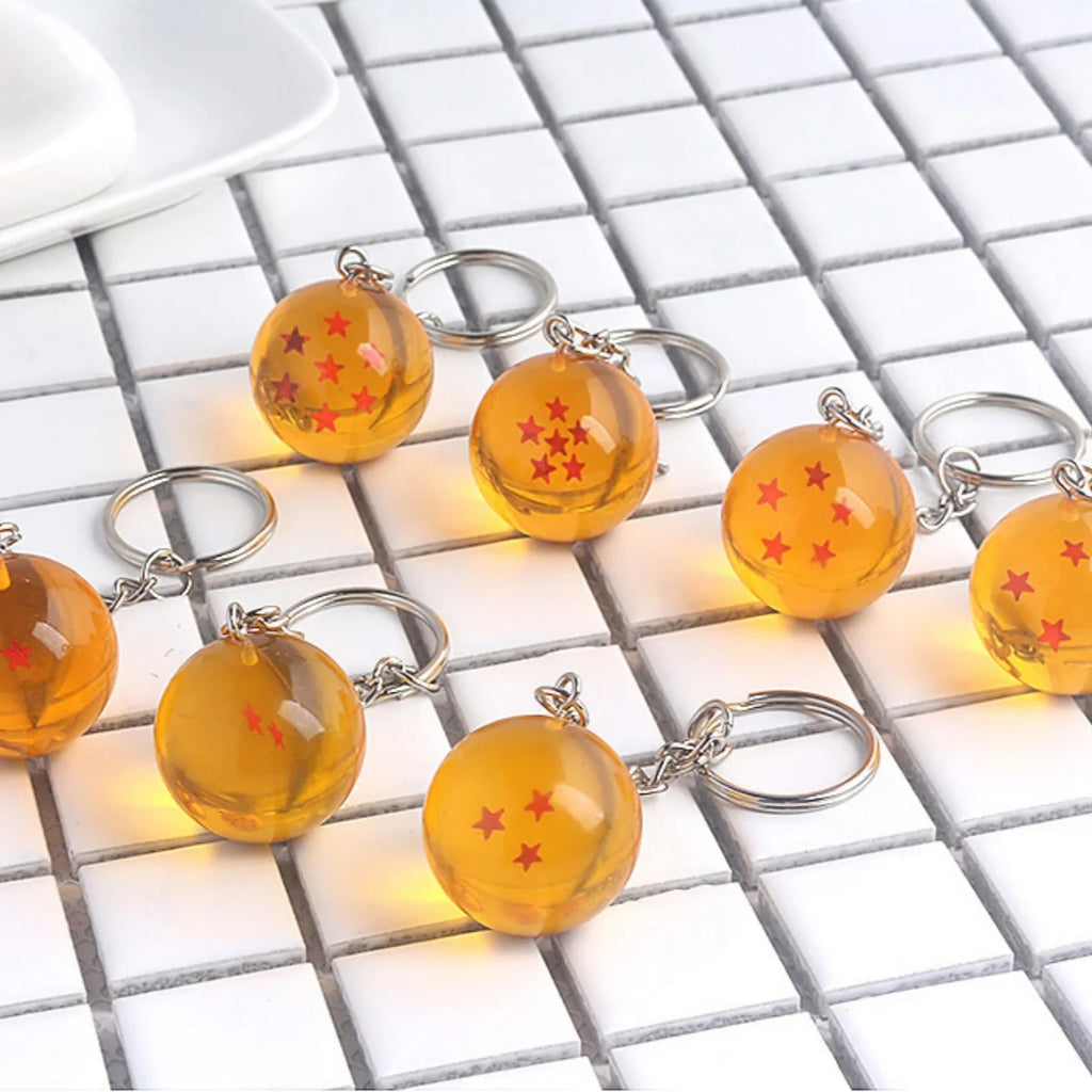 Wholesale Dragon Series 1-7 Stars Balls Keychain Gokus Bead Pendant Metal Key Ring Men Car Women Bag Accessories
